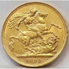 AUSTRALIA 1899 . ONE 1 SOVEREIGN . PERTH . GOLD